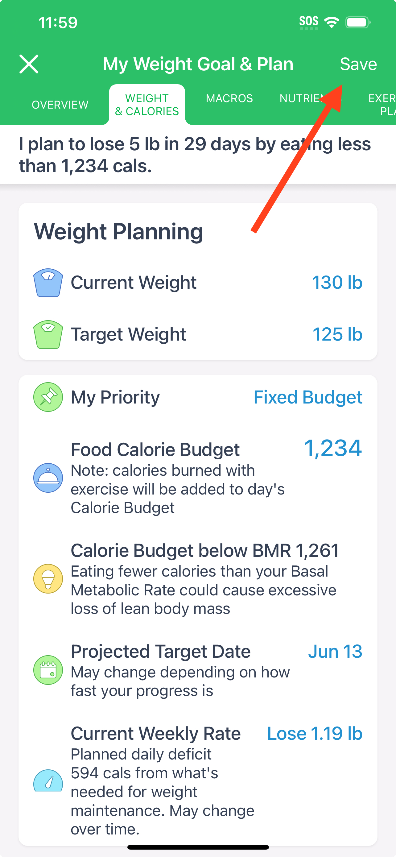 Save settings screenshot